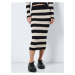 Cream-Black Ladies Striped Sweater Midi Skirt Noisy May Jaz - Ladies