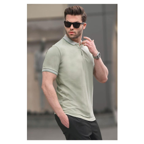 Madmext Men's Almond Green Regular Fit Polo Neck T-Shirt 6105
