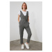 Trendyol Gray Belted and Buttoned Overalls