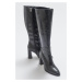 LuviShoes Decer Black Print Women's Heeled Boots