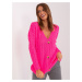 Fluo pink women's cardigan with cables
