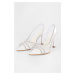 Shoeberry Women's Antoi White Transparent Webbing Stone Heeled Shoes