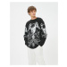 Koton Skull Printed Sweater Crew Neck Long Sleeve