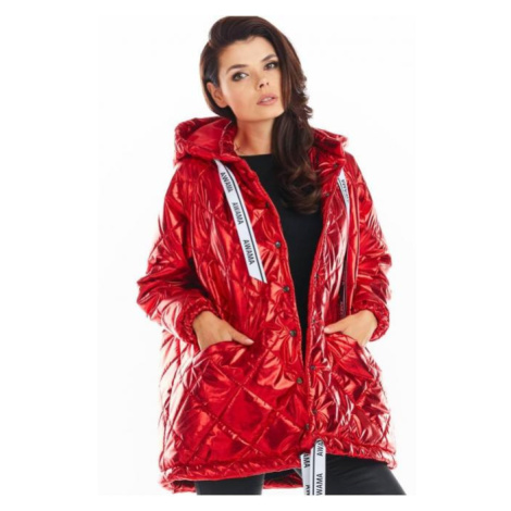 Červená prešívaná bunda s oversize strihom pre dámy