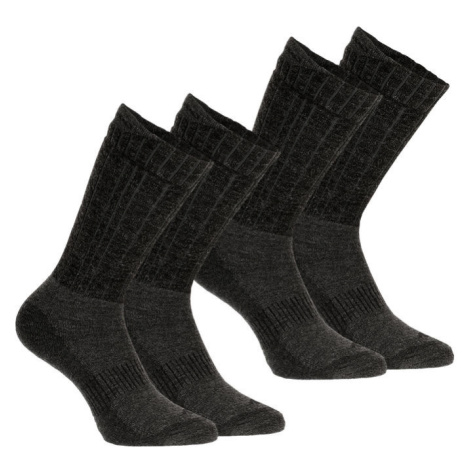 Turistické vysoké hrejivé ponožky SH500 U-Warm 2 páry tmavošedé QUECHUA
