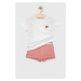 Detské bavlnené pyžamo Tommy Hilfiger ružová farba, s nášivkou