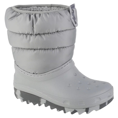 Sivé detské snehule Crocs Classic Neo Puff Boot Kids 207684-007