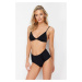 Trendyol Black Frilly High Waist Hipster Bikini Bottom