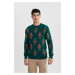 DEFACTO Christmas Themed Standard Fit Crew Neck Knitwear Sweater