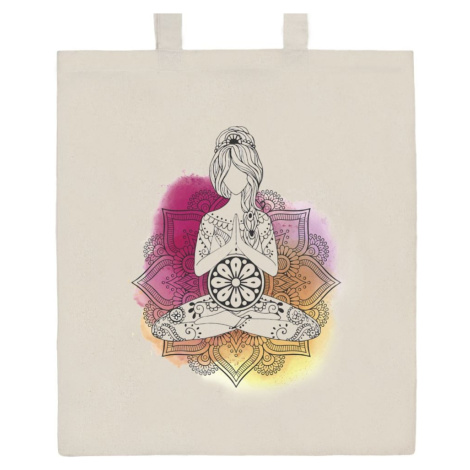 Bavlnená nákupná taška prírodná s potlačou New Baby Mandala