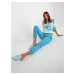 Blue and ecu velour set with print RUE PARIS