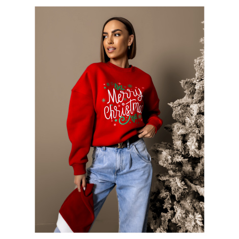 Červená mikina HETLIOS s nápisom