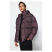 Trendyol Pánska hnedá oversized vetruodolná zimná bunda