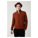 Avva Men's Tile Fleece Sweatshirt Stand Collar Cold Resistant Half Zipper Regular Fit