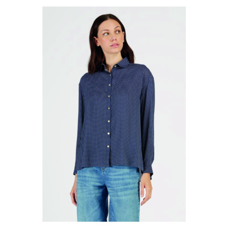 Košeľa La Martina Woman Shirt L/S Printed Viscos Modrá