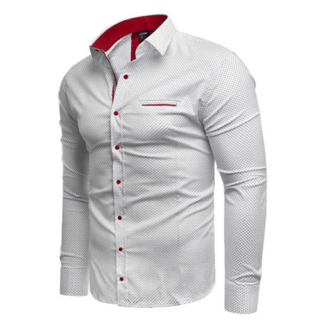 Vzorovaná pánska košeľa bielej farby s dlhým rukávom