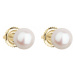 Zlaté 14 karátové náušnice kôstky s bielou riečnou perlou 921004.1