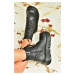 Fox Shoes Black Women's Boots with Filled Soles