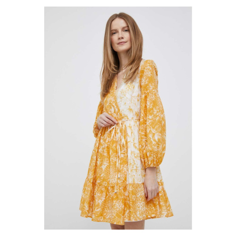 Bavlnené šaty Pennyblack žltá farba, mini, áčkový strih