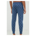 Bavlnené pyžamové nohavice Polo Ralph Lauren tmavomodrá farba,vzorovaná,714899500