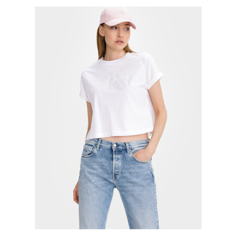 White Women's Shortened Loose T-Shirt Calvin Klein Jeans - Women