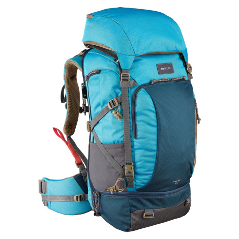FORCLAZ Dámsky batoh na treking a cestovanie 50 litrov - Travel 500, modrý TYRKYSOVÁ