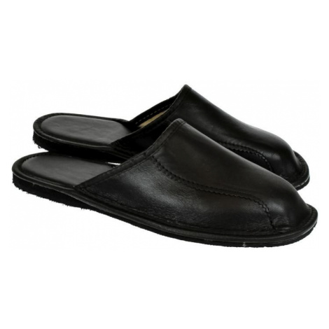 Pánske luxusné kožené čierne papuče OTO