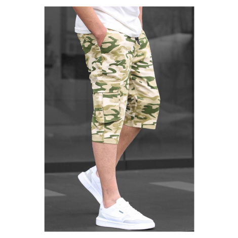 Madmext Beige Camouflage Cargo Pocket Capri Men's Trousers 6331