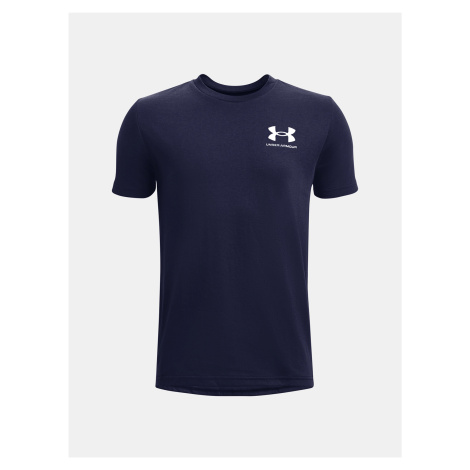 Tmavomodré tričko Under Armour UA B SPORTSTYLE LEFT CHEST SS