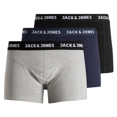 JACK & JONES Boxerky 'Anthony'  námornícka modrá / sivá melírovaná / čierna / biela