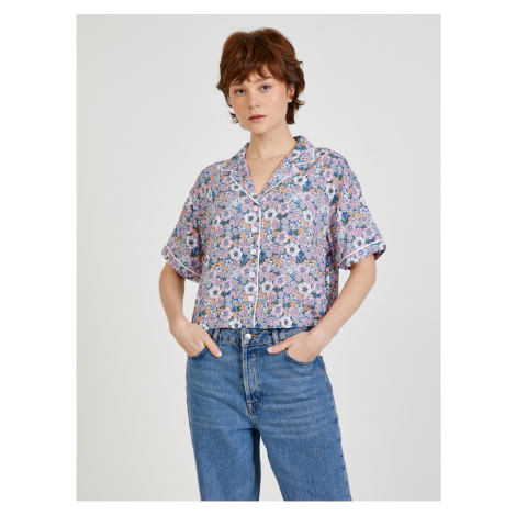 Blue-pink women's patterned shirt VANS Retro Floral - Women