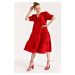 Bigdart 1937 melónové šaty s rukávmi vo vrstvách - bordová červená