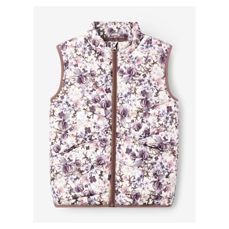 Fialovo-krémová dievčenská kvetovaná vesta name it Mylane