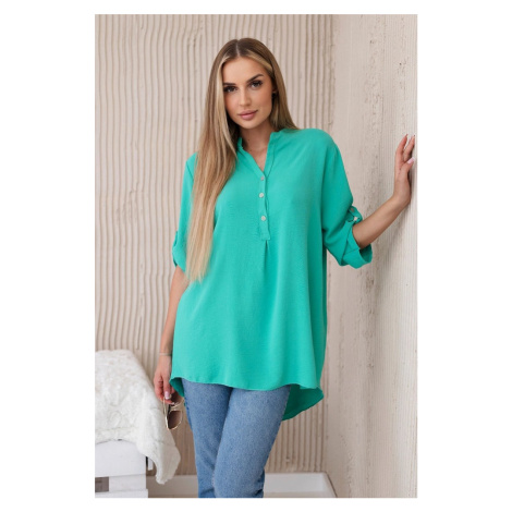 Women's blouse with a longer back - dark mint