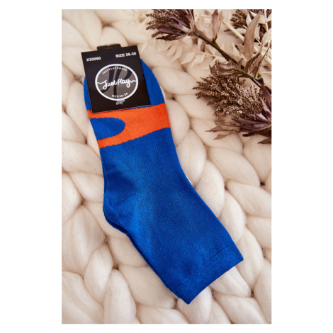 Women's cotton socks orange pattern blue