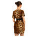 Krátke dámske leopardie šaty s opaskom