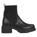 Dizajnové dámske členkové topánky čierne na širokom podpätku