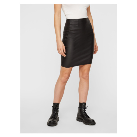 Black Leatherette Skirt Pieces Paro - Women