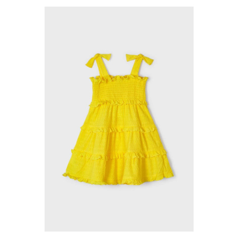 Dievčenské šaty Mayoral žltá farba, mini, rovný strih