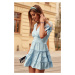 Summer dress with short sleeves in blue