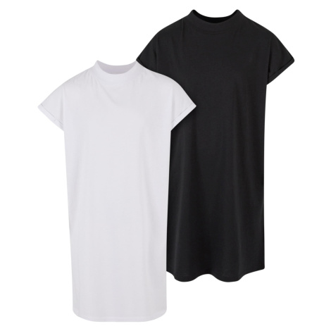 Turtle Extended Shoulder Dress for Girls - Black+White