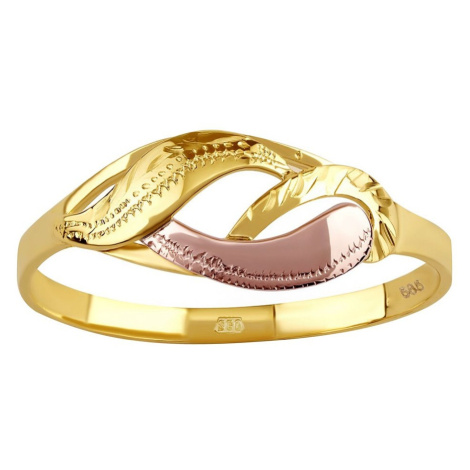 Zlatý prsteň s ručným rytím Kaira zo žltého a ružového zlata Silvego