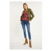 Bunda Monnari Biker Jacket With Stand-Up Collar Bottle Green