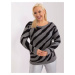 Grey women's oversized sweater with animal print