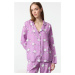 Trendyol Lilac Rabbit and Heart Viscose Woven Pajama Set