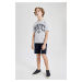 DEFACTO Boy Printed Short Sleeve T-Shirt Shorts 2 Piece Set