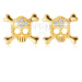 Diamantové náušnice zo žltého 585 zlata - lebka zdobená briliantmi, puzety