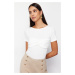 Trendyol White Fitted/Body-Sitting String Detailed Flexible Knitted Blouse