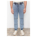 Trendyol Blue Comfortable Pattern Stitching Detailed Jogger Jeans Denim Trousers