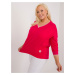 Plus size red casual blouse with 3/4 sleeves